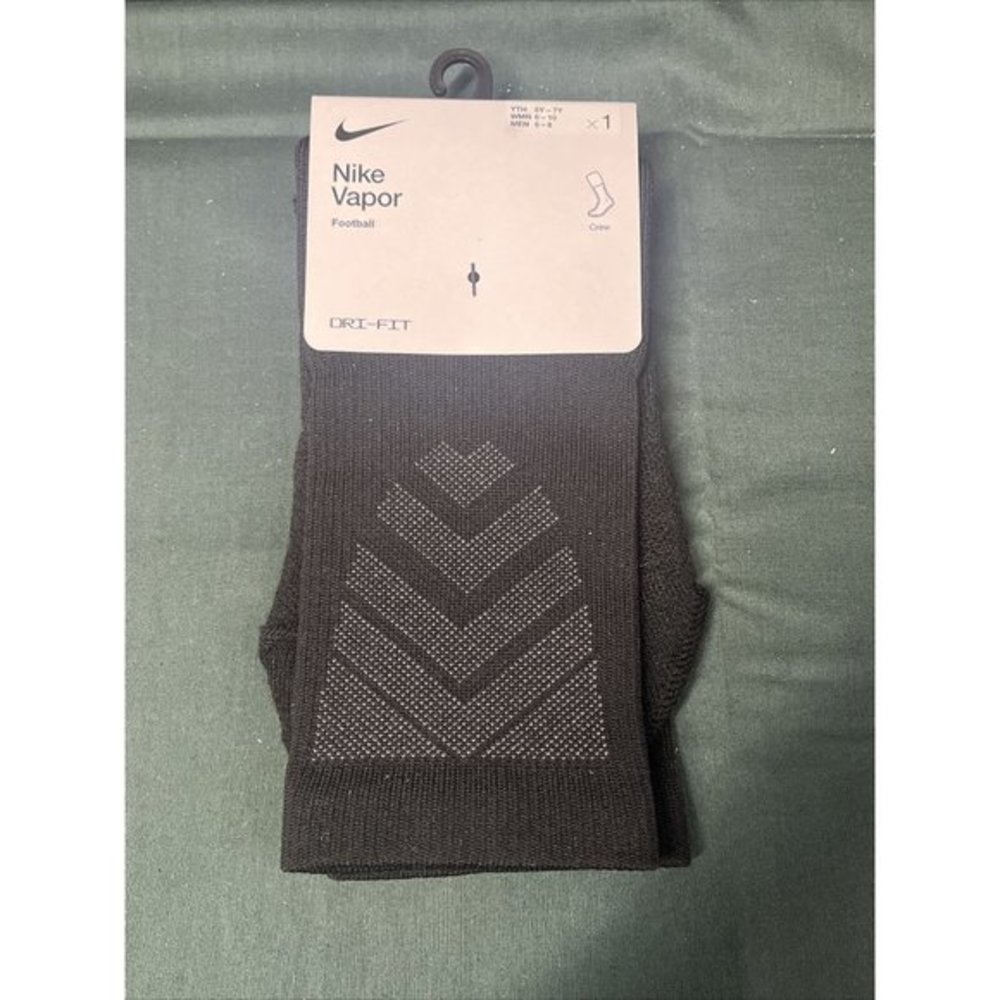 Nike Vapor Football Black Crew Socks, Men's Shoe Size 6-8 M, Youth 5Y-7Y, L31MP